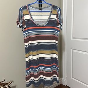Sz Medium Venus Cold Shoulder Multicoloured Midi Dress.